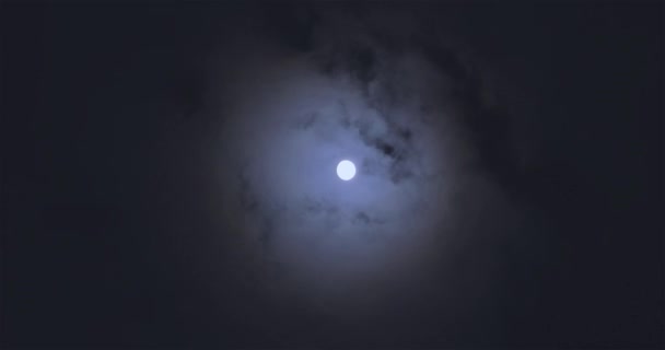 满月后的云 满月在满月的背景下云层的运动 — 图库视频影像