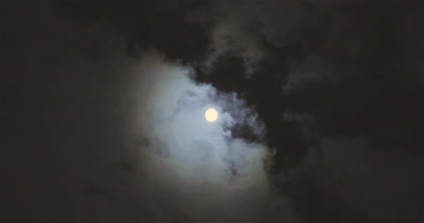 满月后的云 满月在满月的背景下云层的运动 — 图库视频影像