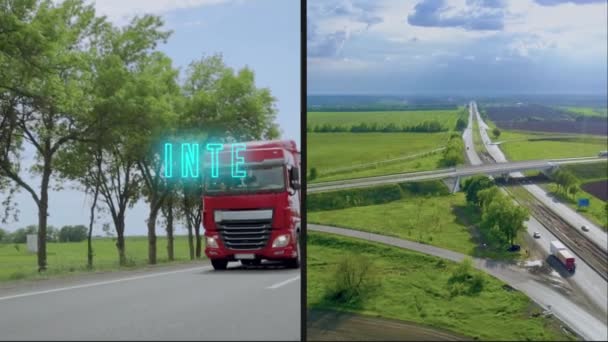 Delivery Goods Various Means Transport Multiscreen Logistics Business Logistics Vehicles — Vídeo de stock