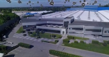 Havadan modern fabrika. Modern fabrika kavramı. Teknolojik fabrika hava görüntüsü. Modern bir bitkinin canlandırılması.