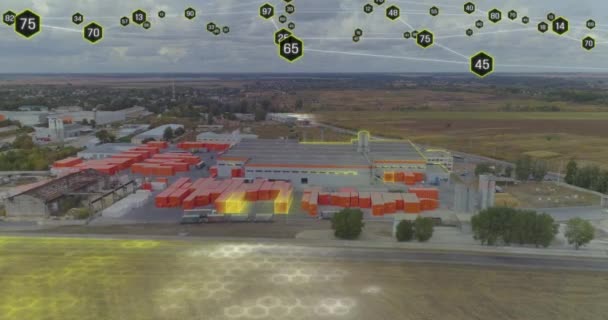 Visualization Communication Partners World Concept Modern Factory Drone View — Stock Video
