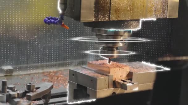 Metallverarbeitung Auf Einer Cnc Maschine Erstellung Eines Metallteils Auf Einer — Stockvideo