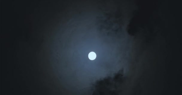 Полная Луна Облаками Полнолуние Движение Облаков Фоне Полной Луны — стоковое видео