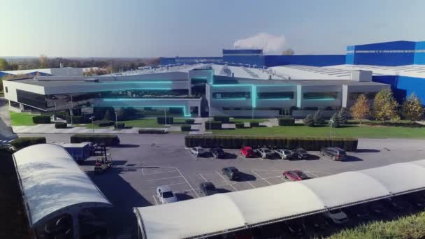Havadan Modern Fabrika Modern Fabrika Kavramı Teknolojik Fabrika Hava Görüntüsü — Stok video