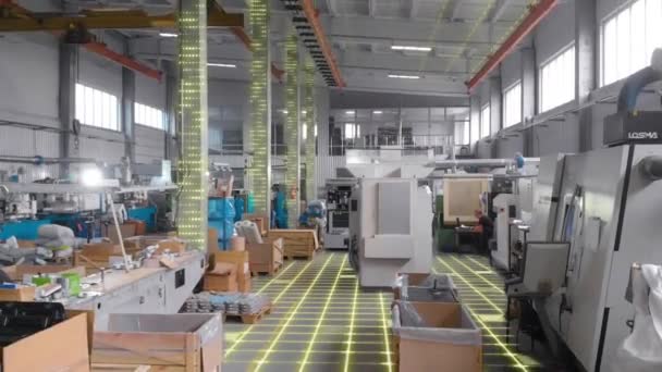 Workshop Modern Factory Flight Workshop Modern Factory Visualization Artificial Intelligence — Stock Video