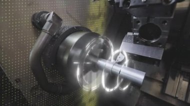 CNC makinesinde metal işleme. CNC makinesinde metal bir parça yaratmak. CNC makinesi bir metal parçası oluşturacak.