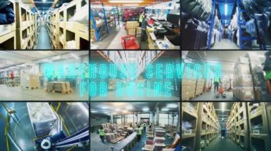 Warehouse service for business infographics. Warehouse service for business inscription.