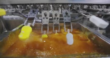 How ice cream is made. The process of making ice cream. Automated ice cream factory.