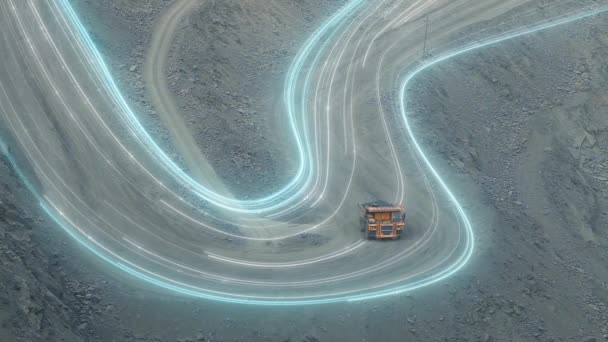 Visualización Industria Minera Temporal Del Carbón Moderno Camión Cantera Atraviesa — Vídeos de Stock
