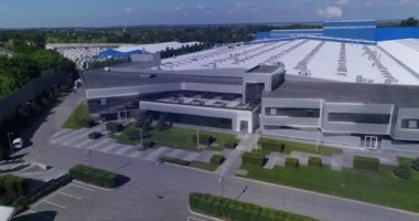 Havadan modern fabrika. Modern fabrika kavramı. Teknolojik fabrika hava görüntüsü. Modern bir bitkinin canlandırılması.