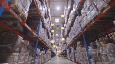Modern warehouse concept. Large warehouse of a modern factory. Visualization of a modern warehouse. Artificial intelligence in a factory warehouse.