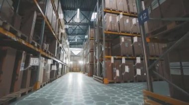 Modern warehouse concept. Large warehouse of a modern factory. Visualization of a modern warehouse. Artificial intelligence in a factory warehouse.