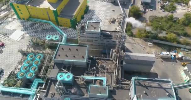 Drone Shot Van Een Moderne Futuristische Fabriek Moderne Fabrieksantenne Het — Stockvideo