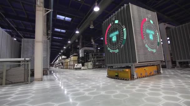 Automatisierte Fabrik Mit Selbstverwalteten Robotern Roboter Einer Automatisierten Fabrik Visualisierung — Stockvideo