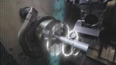 CNC makinesinde metal işleme. CNC makinesinde metal bir parça yaratmak. CNC makinesi bir metal parçası oluşturacak.