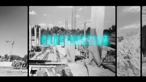 Inscription Construction Ouvreur Construction Sur Fond Mur Vidéo — Video