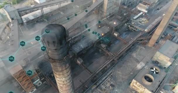 向大气中排放固体物质 环境污染可视化 工厂烟囱冒出的白烟 危险成分排放的可视化 — 图库视频影像