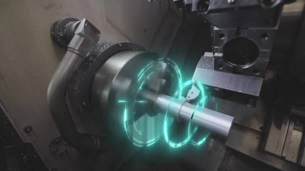 Metaalverwerking Een Cnc Machine Creëren Van Een Metalen Onderdeel Een — Stockvideo