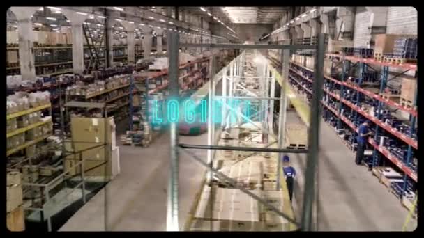 Speciale Uitrusting Het Magazijn Van Fabriek Veel Heftrucks Die Door — Stockvideo
