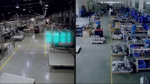 Tech Factory Modern Technological Plant Modern Equipment Factory Industrial Interior — Stock Video