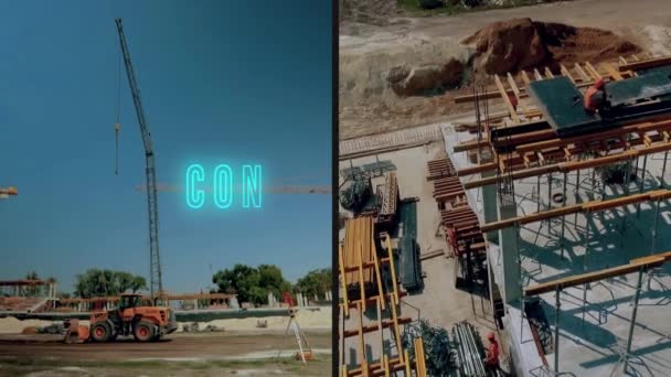 Inscription Construction Ouvreur Construction Sur Fond Mur Vidéo — Video