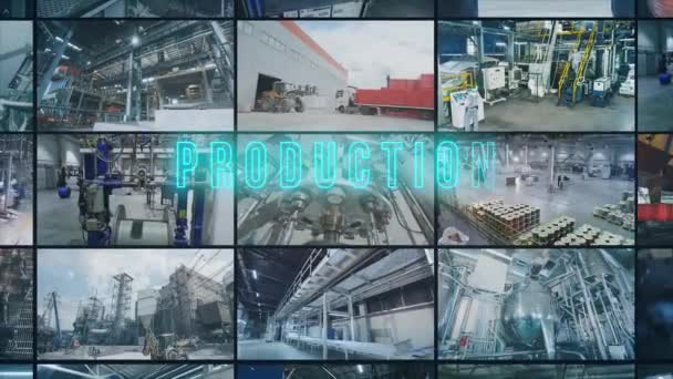 Modern Multiscreen Video Factory Exterior Modern Factory Industrial Video Collage — Stock videók