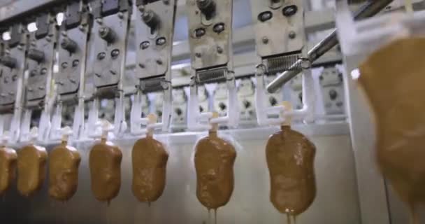 Jégkrémet Olvasztott Csokoládéba Mártják Csokoládé Csöpög Fagylalt — Stock videók