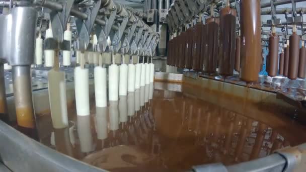 Делают Мороженое Процесс Приготовления Мороженого Автоматизированный Завод Мороженого — стоковое видео