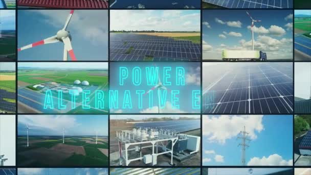 エネルギーインフォグラフィックの代替ソース エネルギー開口部フレームの代替ソース 代替エネルギー生産源 — ストック動画