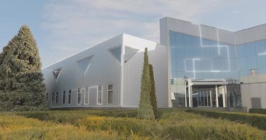 Modern fabrika binası. Modern bir fabrikanın dışı. Modern fabrika binası kavramı. Modern bir fabrika binasının görüntüsü.