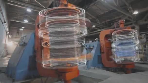 Geautomatiseerde Productielijn Een Meubelfabriek Productie Van Meubelplaten Automatische Transportband Een — Stockvideo