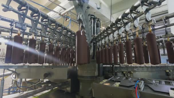 How Ice Cream Made Process Making Ice Cream Automated Ice — Vídeo de stock