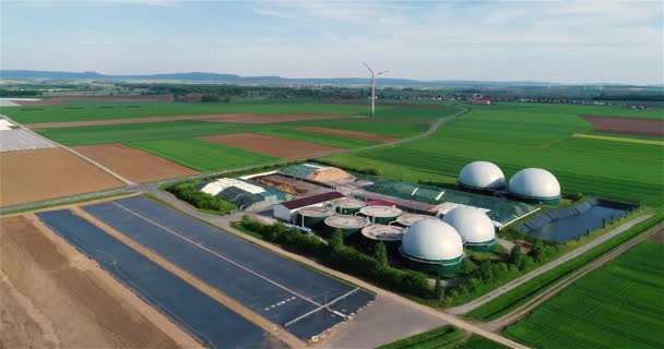生物质能 生物能 废弃物能 可再生能源 与生物甲烷厂一起产生生物能源 — 图库视频影像