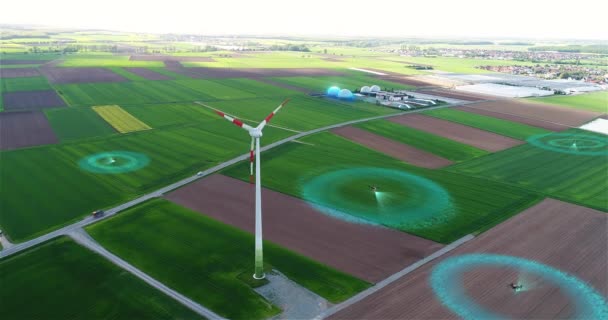 Drones Agrícolas Sobrevolando Concepto Campos Dron Agro Escanea Campo Visualización — Vídeos de Stock
