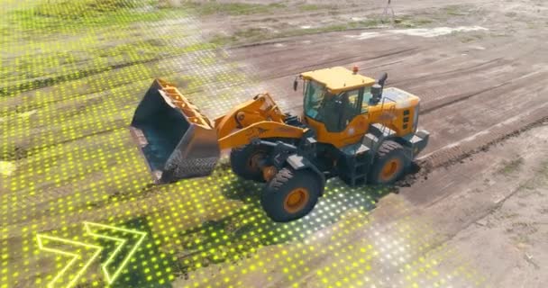 Bulldozer Intelligent Sur Chantier Concept Bâtiment Intelligent Visualisation Construction Avec — Video