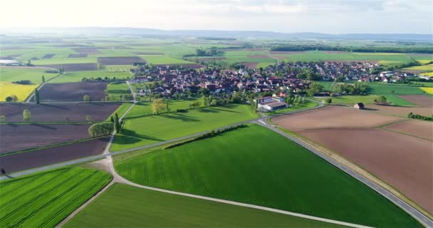 Church Center Small Town Drone View Flight Beautiful European City — Stok video