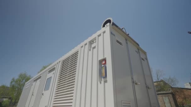 Diesel Industrial Power Generator Generator Exterior Large Industrial Generator Mobile — Stock Video