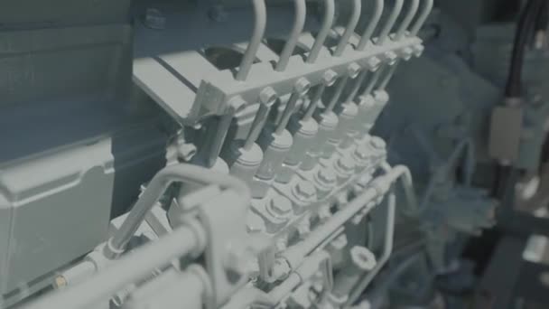 Detailed Shot Diesel Generator Engine Diesel Electric Generator Engine Close — Video Stock
