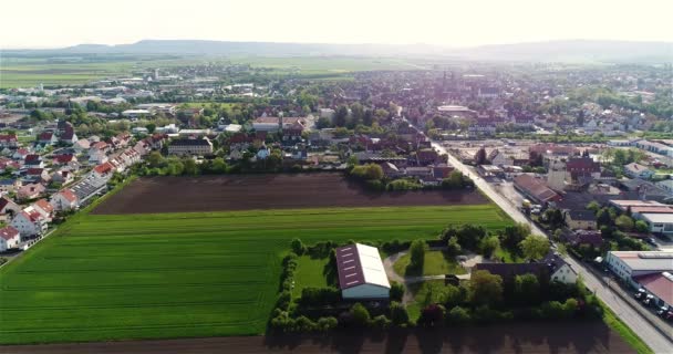 Kleine Europäische Stadt Luftaufnahme Deutsches Dorf Aus Der Luft — Stockvideo