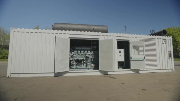 Diesel Industrial Power Generator Generator Exterior Large Industrial Generator Mobile — Vídeos de Stock