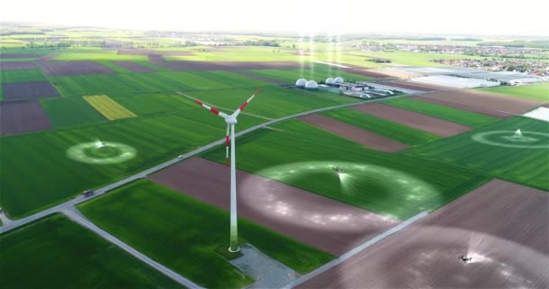 Drones Agrícolas Sobrevolando Concepto Campos Dron Agro Escanea Campo Visualización — Vídeo de stock