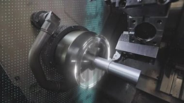 CNC makinesinde metal işleme. CNC makinesinde metal bir parça yaratmak. CNC makinesi bir metal parçası oluşturacak.