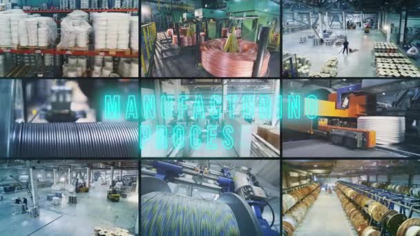 Інфографіка Виробничих Процесів Виробничі Процеси Написи Багатовіконні Виробничі Процеси — стокове відео