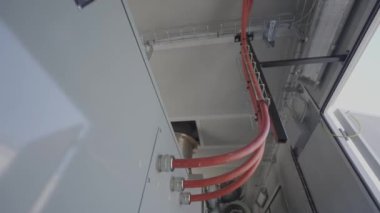 Industrial diesel generator inside. Diesel generator set. Modern industrial diesel generator inside.