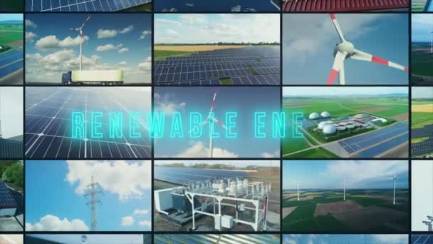 Інфографіка Відновлюваної Енергетики Рамка Відкриття Відновлюваної Енергії Виробництво Відновлюваної Енергії — стокове відео