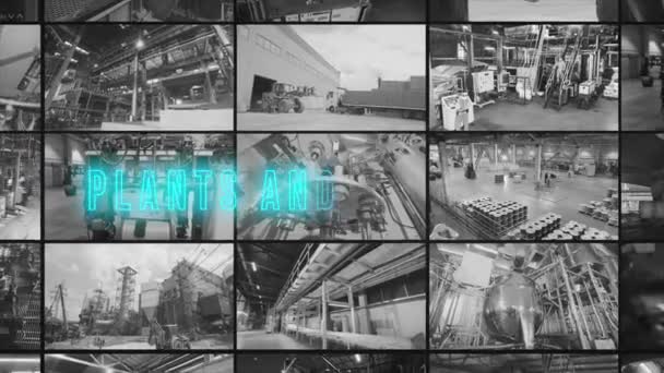 Багатовіконне Відео Промислових Екстер Єрів Промисловий Зовнішній Вигляд Важка Промисловість — стокове відео