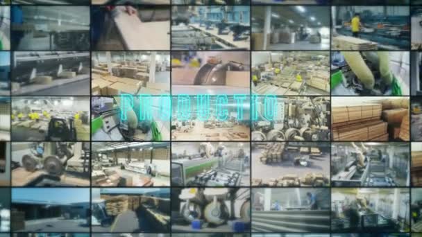 Modern Multiscreen Video Factory Exterior Modern Factory Industrial Video Collage — Wideo stockowe