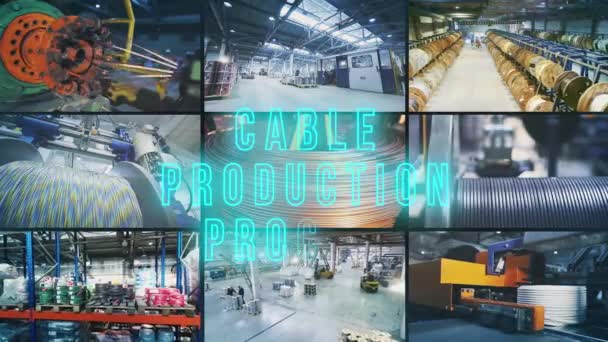 Proceso Producción Cables Multipantalla Proceso Producción Cables Video Wall Texto — Vídeo de stock