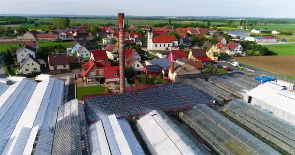 Solární Panely Střeše Budovy Moderní Skleníkový Komplex Město Vedle Velkých — Stock video