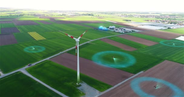 Drones Agrícolas Voando Sobre Conceito Campos Drone Agro Verifica Campo — Vídeo de Stock